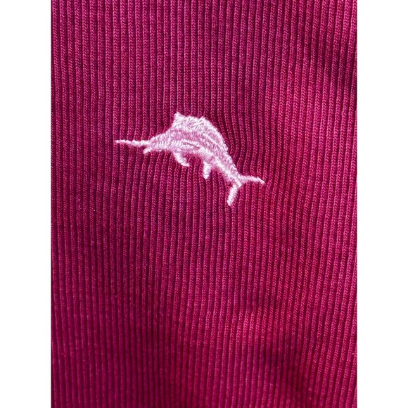 Tommy Bahama  Cotton Maroon 1/4 zip Pullover Ribbed Fabric Contrast Stitching XL - Picture 4 of 14